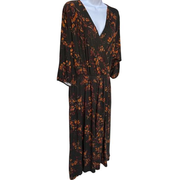 Garnet Hill Tencel Blend Stretchy Floral Surplice Top Wrap Style Dress size M - Picture 4 of 14